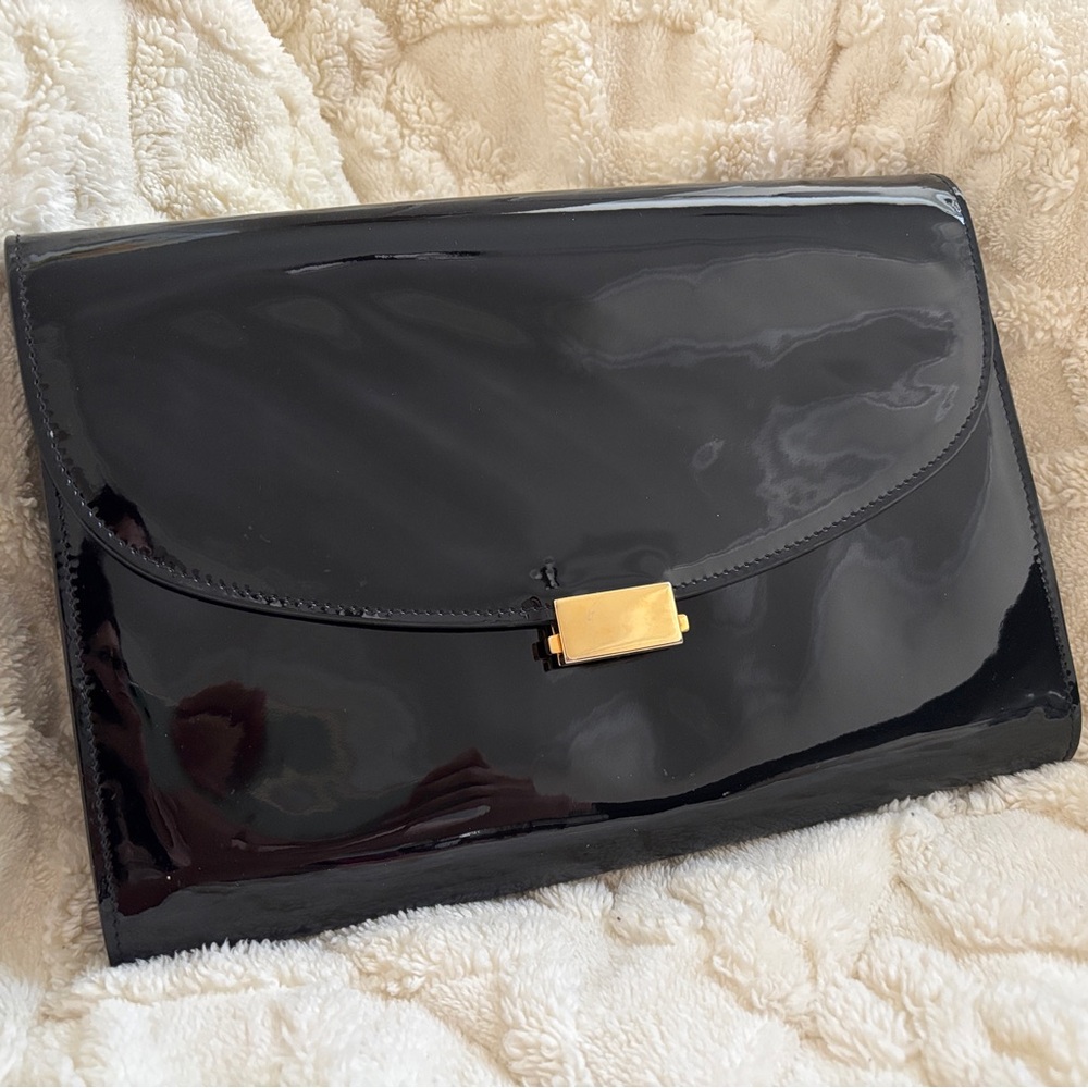 Mansur Gavriel Patent Leather Envelope Clutch - black